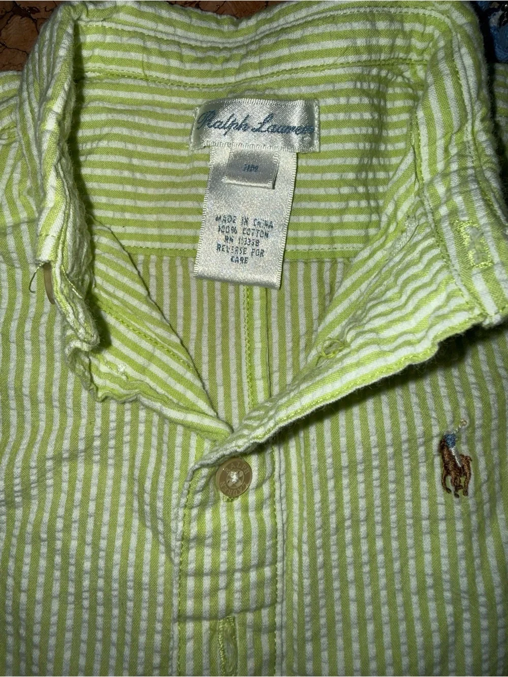 Ralph Lauren Baby Boys Blue & Lime Polo Romper Set size 3 months